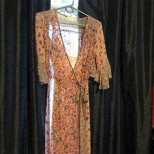 Long wrap dress floral